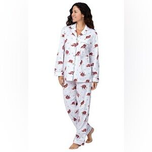 NWOT Pajamagram Sloth Classic 100% Cotton Pajama Set White Size 2X